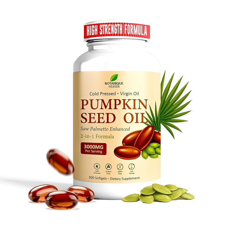 Botanique Heaven Suplemento de Óleo de Semente de Abóbora com Saw Palmetto 3.600 mg por porção, 300 cápsulas