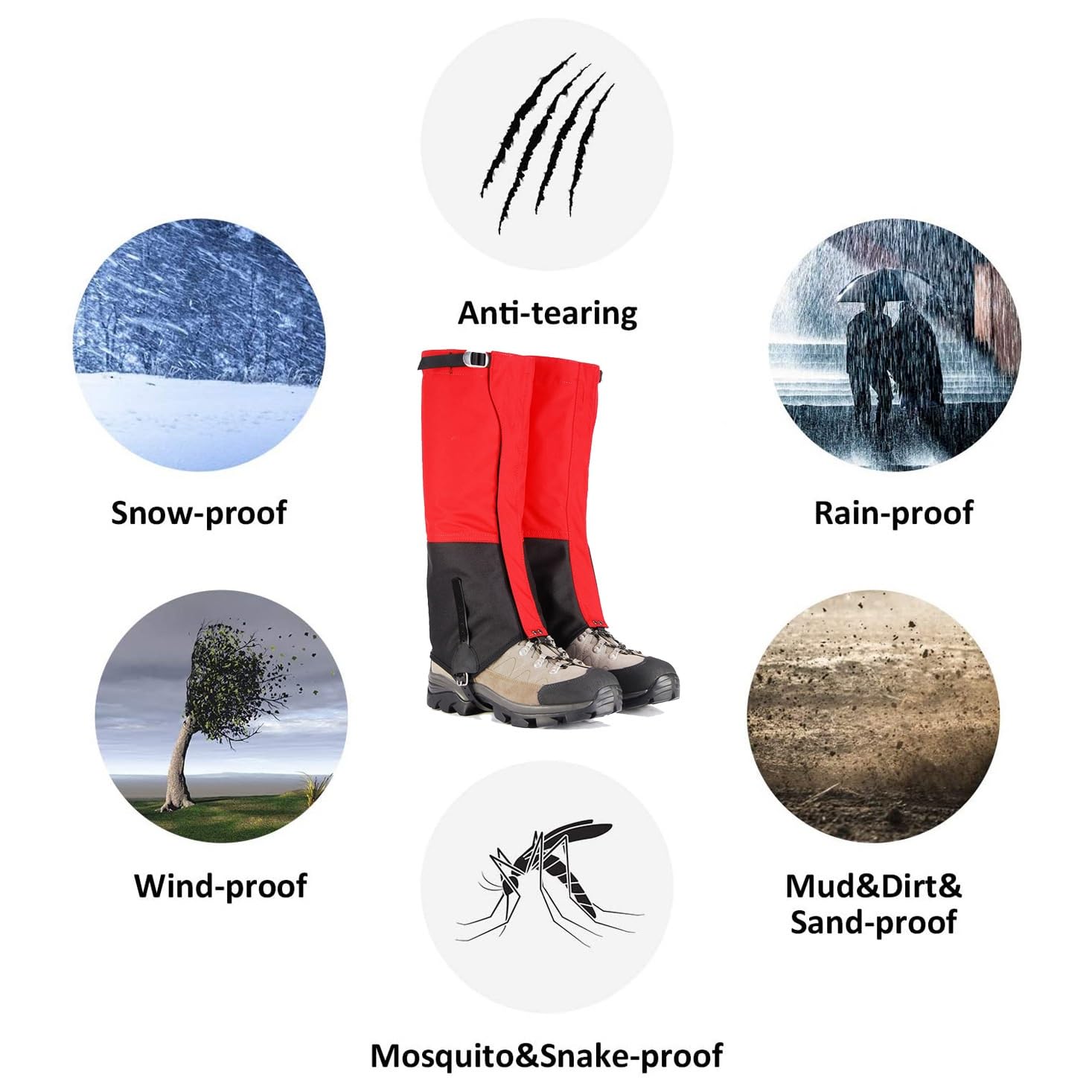 Beingamaschen, Atmungsaktive Schlangengamaschen, Verstellbare, Leichte Schuhgamaschen, Verschleißfestes 1000D-Gewebe for Alle Outdoor-Sportarten Und Arbeiter (geeignete Schuhgröße: 38–46)