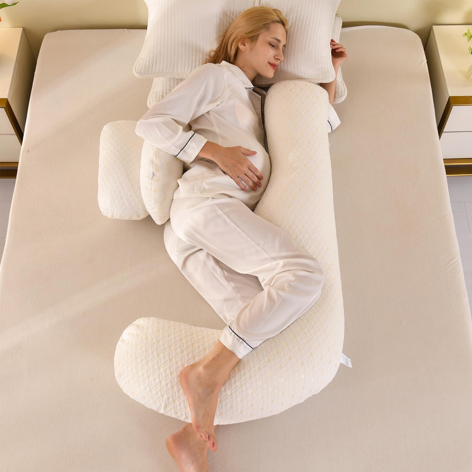 GKXLH Pregnancy Pillow, Pregnancy Pillows for Sleeping Support for Back Hips, Legs - Image 2
