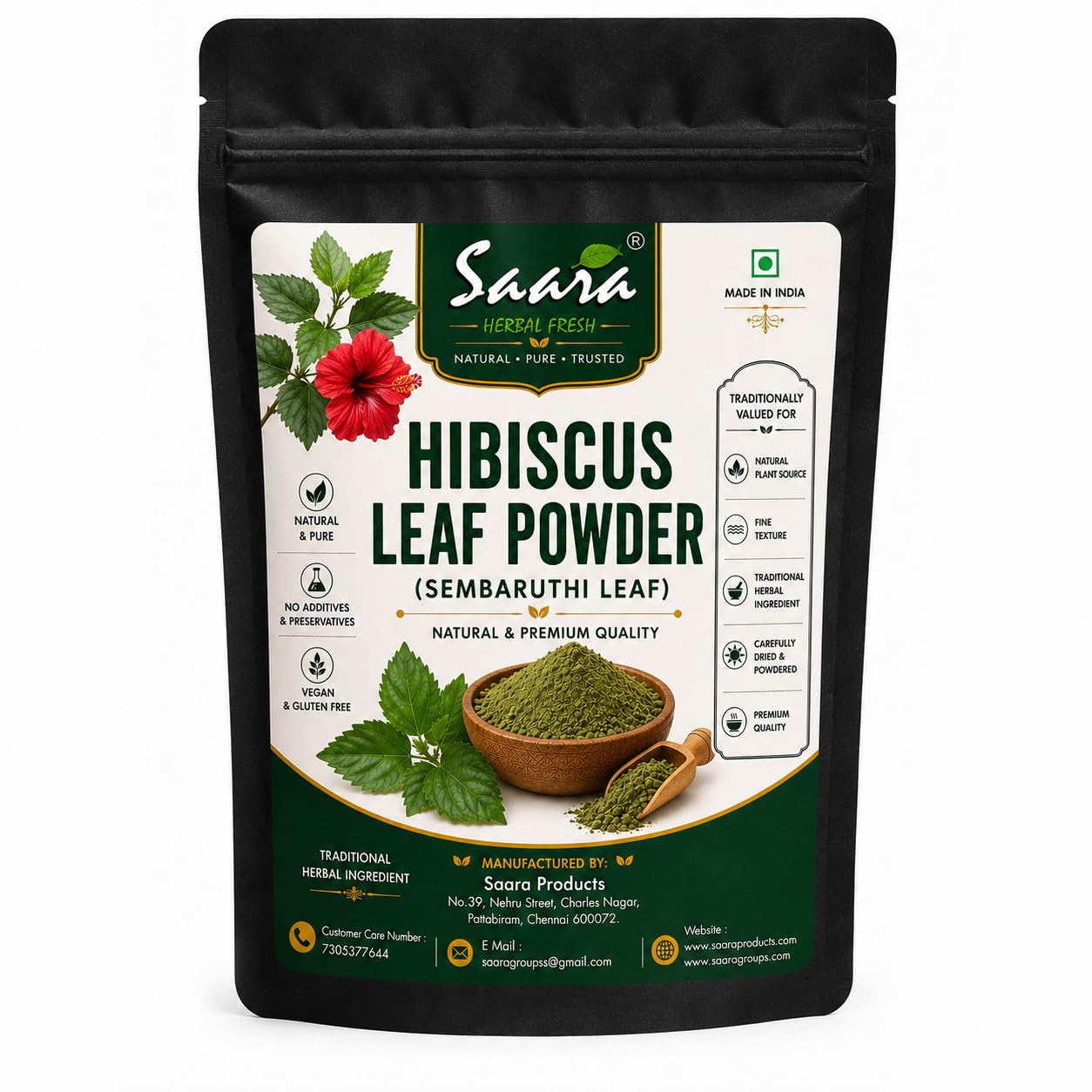 Saara HERBAL FRESH Organic Hibiscus leaf powder for hair care-50G-image-24