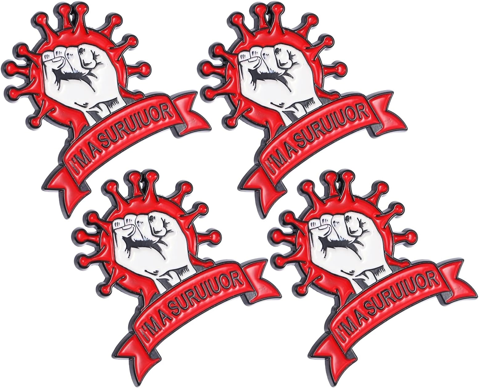 SOIMISS 4pcs I Am a Survivor Brooch Pin First Hand Button Pin Brooch Defeat Button Decorative Breastpin for Doctor Nurse Hospital Party Favor Gifts