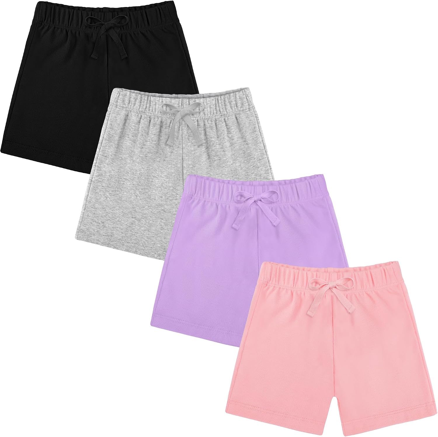 Resinta 4 Packs Unisex Baby Toddler Cotton Shorts Baby Pull-on Shorts with Drawstring Soft Summer Clothes for Daily Wear