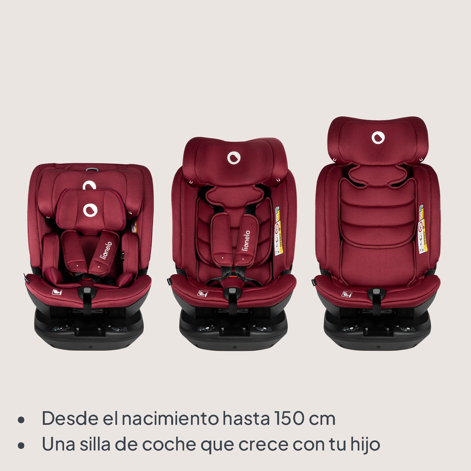 LIONELO Bastiaan RWF i-Size Silla de Coche para Bebé Giratoria 360° 0-36kg, Instalaciión Delantera y Trasera (18kg), ISOFIX TopTether, Reposacabezas y Respaldo Ajustables Protección Lateral | Giratoria 360° 0-36 kg, Instalación Delantera y Trasera (18 kg)
