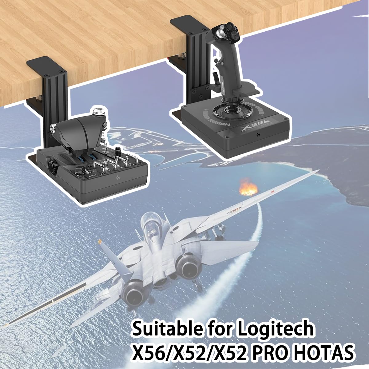 Supporto da scrivania compatibile con Thrustmaster T - Flight Hotas One, T - Flight Hotas 4, T - Flight Hotas X, T.Flight Stick X, Sol-R2 HOSAS, Farmstick, TCA Quadrant Boeing Edition e così