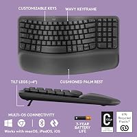 Logitech Wave Keys Vezeték nélküli Ergonomikus Billentyűzet - Grafitszürke, US International QWERTY kiosztás 7