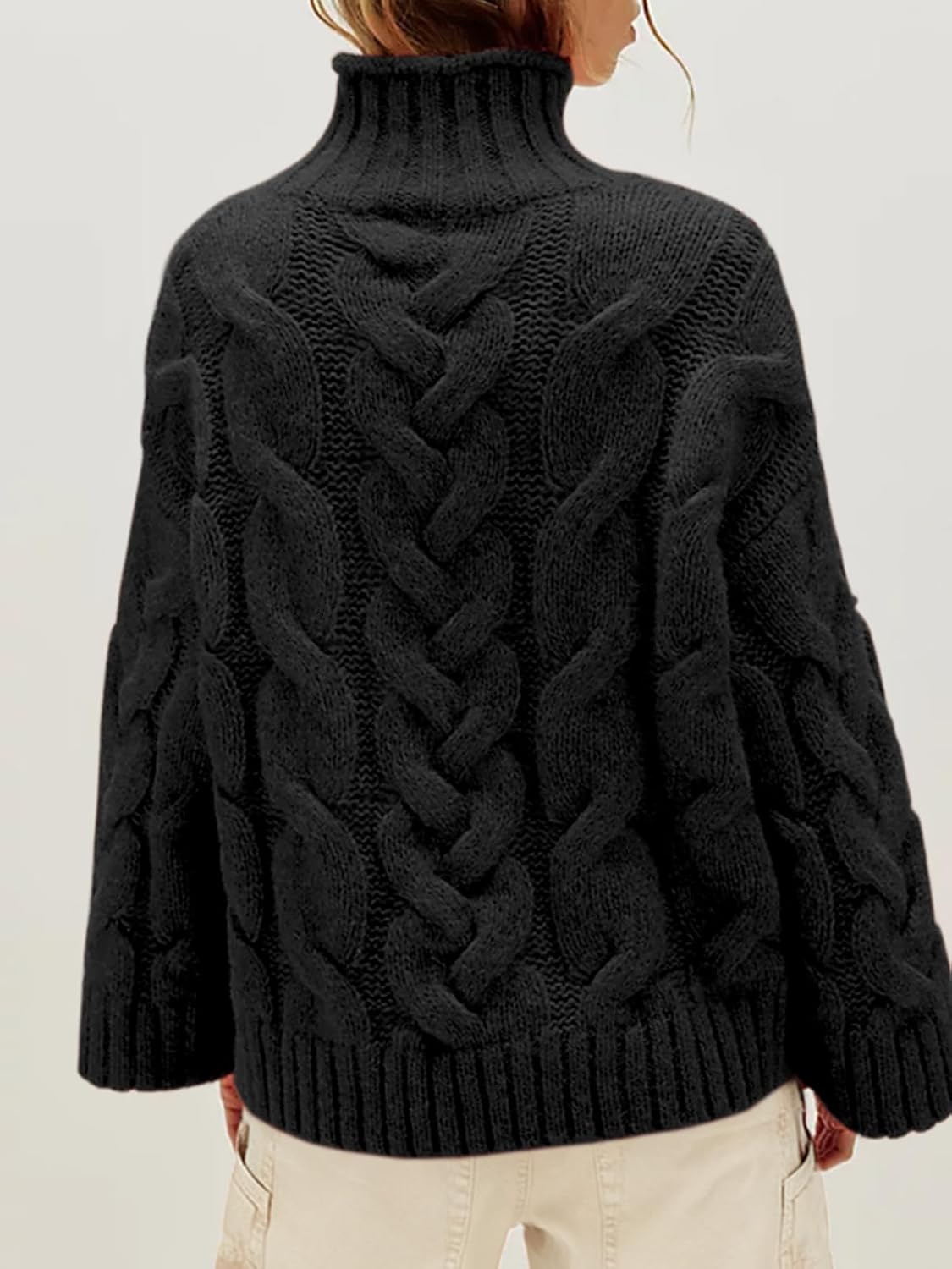 Womens Oversized Cable Knit Turtleneck Sweater Chunky Soft Cozy Long Sleeve Pullover Fall Winter Sweaters Casual Tops - Image 6