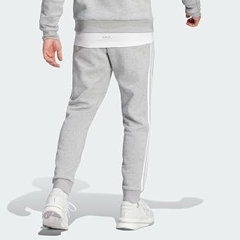 adidas Mens Essentials 3-Stripes Fleece Tapered Cuff Pants