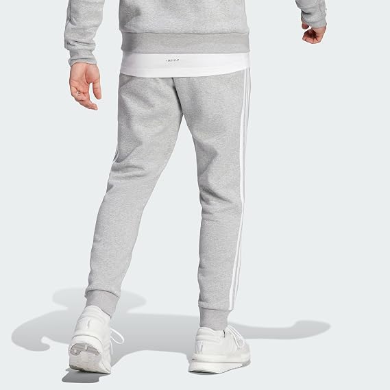 adidas Mens Essentials 3-Stripes Fleece Tapered Cuff Pants