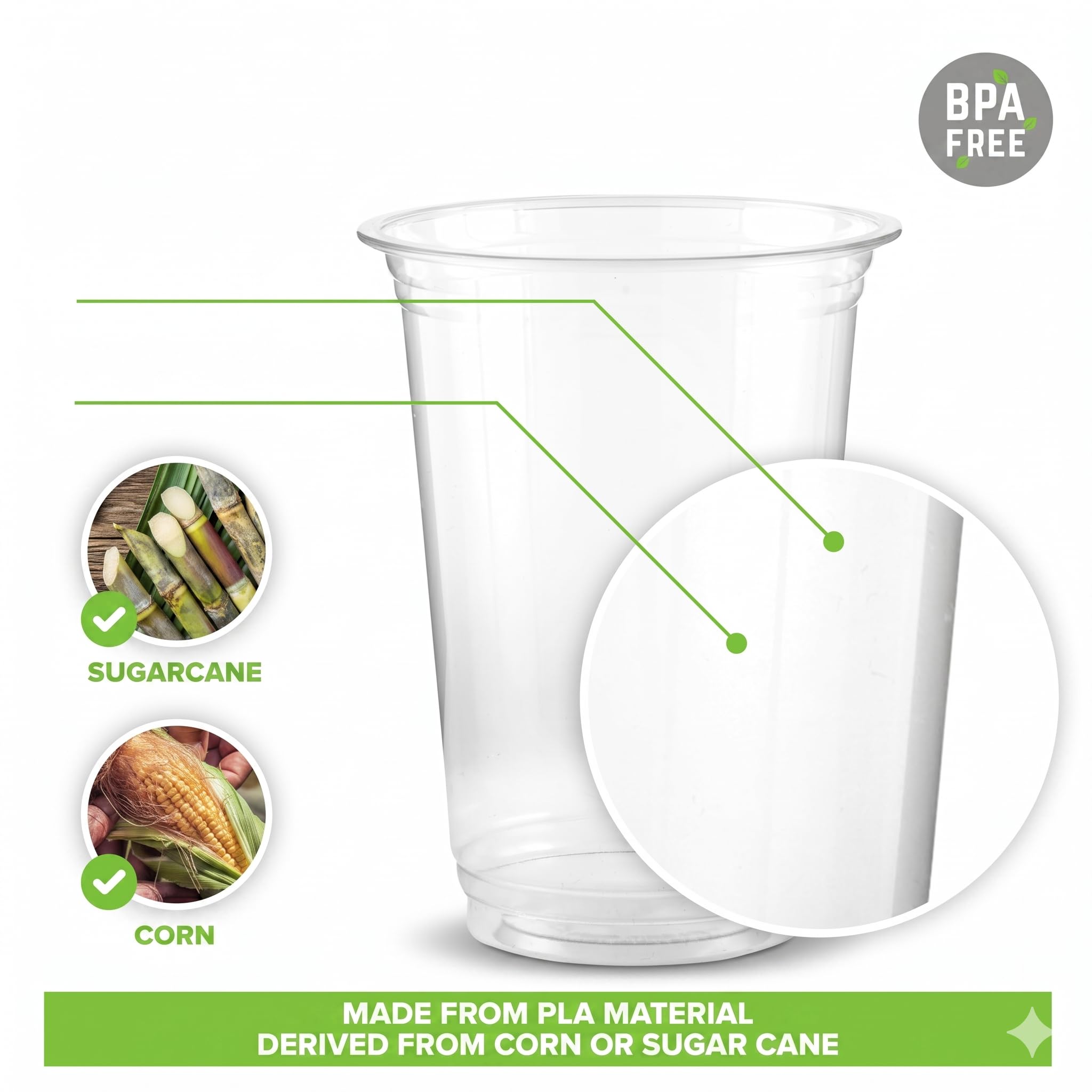 Stock Your Home 16 oz Clear PLA Cold Cups 50 Pack Disposable Party Cups for Water Wine Beer Sample Cups — Amazon image 3