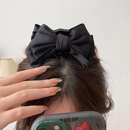 Miniatura 3 de Pinza de lazo, pinzas de lazo negro de 4.8 pulgadas, pinzas de pelo blanco de 5.7 pulgadas, elegantes pinzas de pelo con lazo para cabello fino y