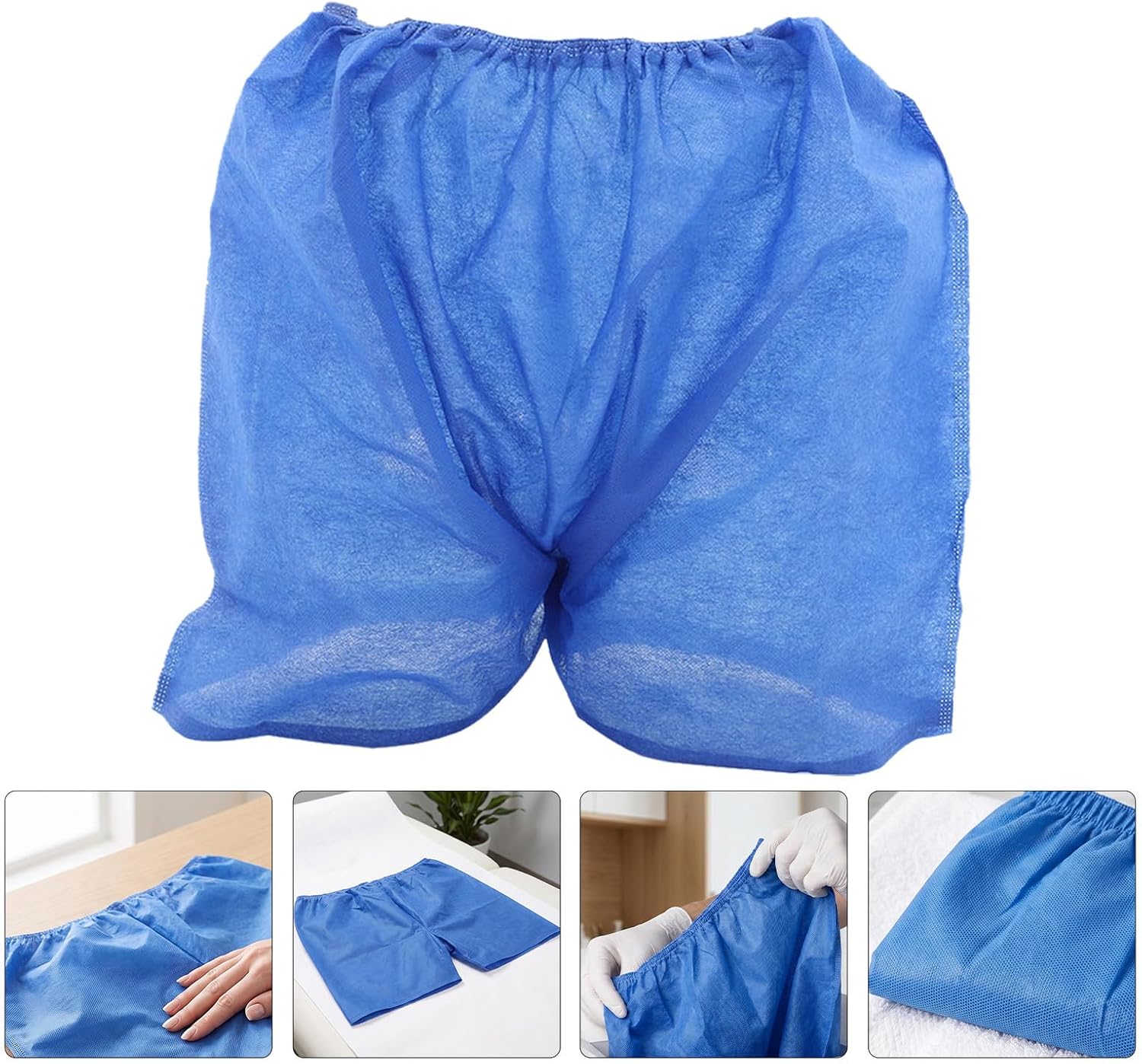 OUNONA 24pcs Disposable Nonwoven Shorts for Men, Breathable Blue One-time Underwear for Hair Removal and Waxing, for Salon and Spa Use, Saves Time Comfortable Fit