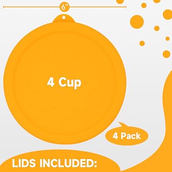 4 Cup Silicone Replacement Lids Storage Cover for Anchor Hocking Glass Bowls (Container not Included) 4 Pack Microwave, Dishwasher and Freezer Safe