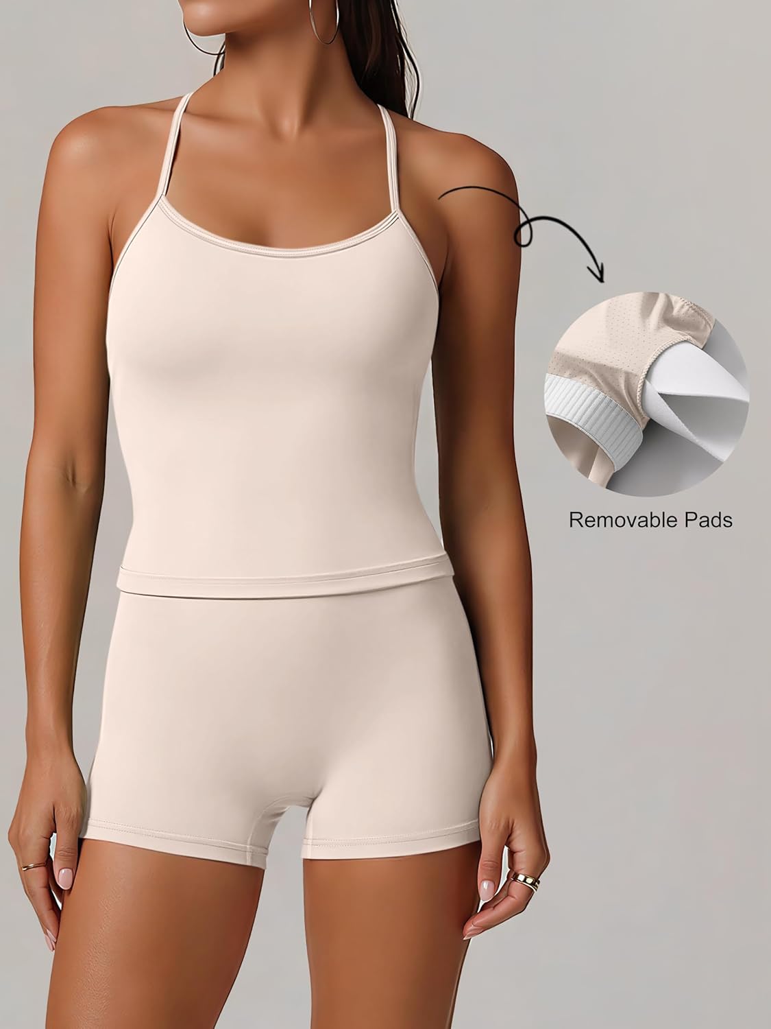 ANRABESS Women Workout Sets Build in Bra 2 Piece Outfits Tank Tops Tummy Control Shorts Yoga Gym Active Wear Clothing Set - Image 2