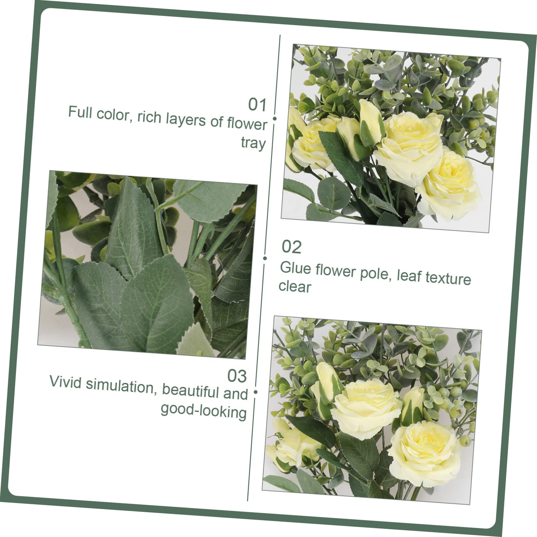 Alipis 2 Stück - Langlebiger Gelber Künstlicher Rosenstrauß Hochzeitsblumenarrangement Wohndekor-strauß