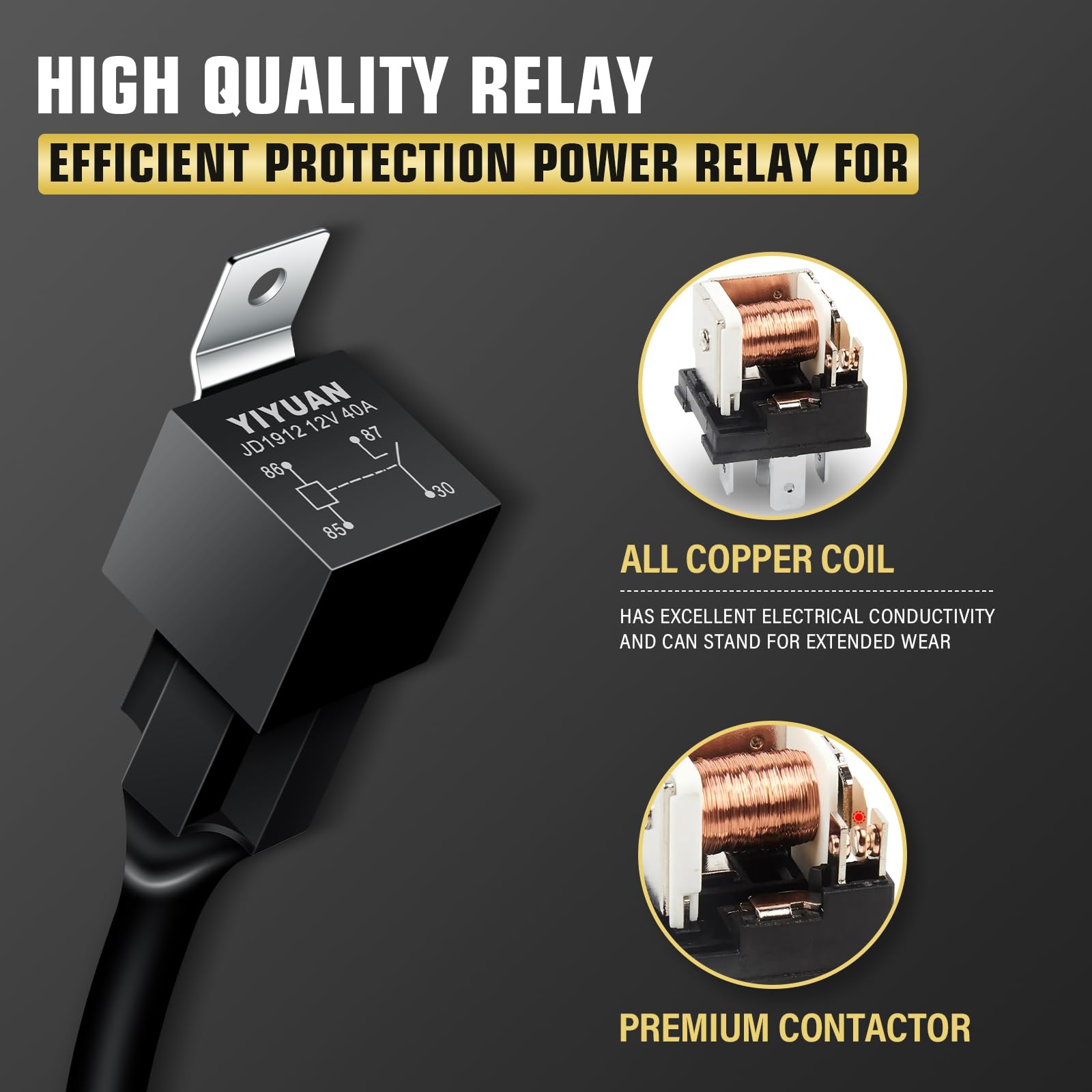 RIGIDON Motocyklowa wiązka kabli, 12 V, 40 A, 18 AWG, 2 przewody, wodoszczelna, zestaw kabli, listwy kablowe LED, wiązka przewodów do reflektorów przeciwmgielnych, dodatkowy reflektor roboczy, światło