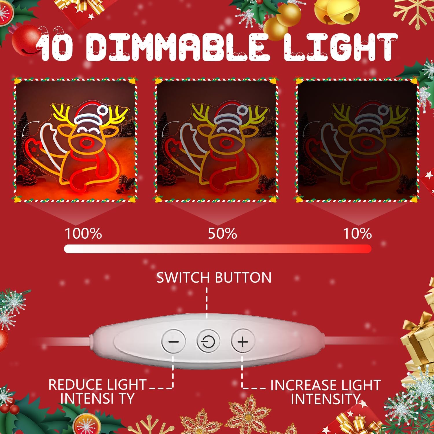 Christmas Neon Sign Waving Elk Neon Sign for Wall Decor Deer Led Neon Animated Christmas Lights Looks Like Elk Waving Reindeer Light Up Signs for Window Wall Art for Party Home Decoration Gift - Image 5