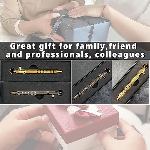Miniatura 11 de Bolt Action - Bolígrafo táctico de metal con seis filos, de latón macizo, con recambios y clip, para negocios, Navidad, cumpleaños (negro)