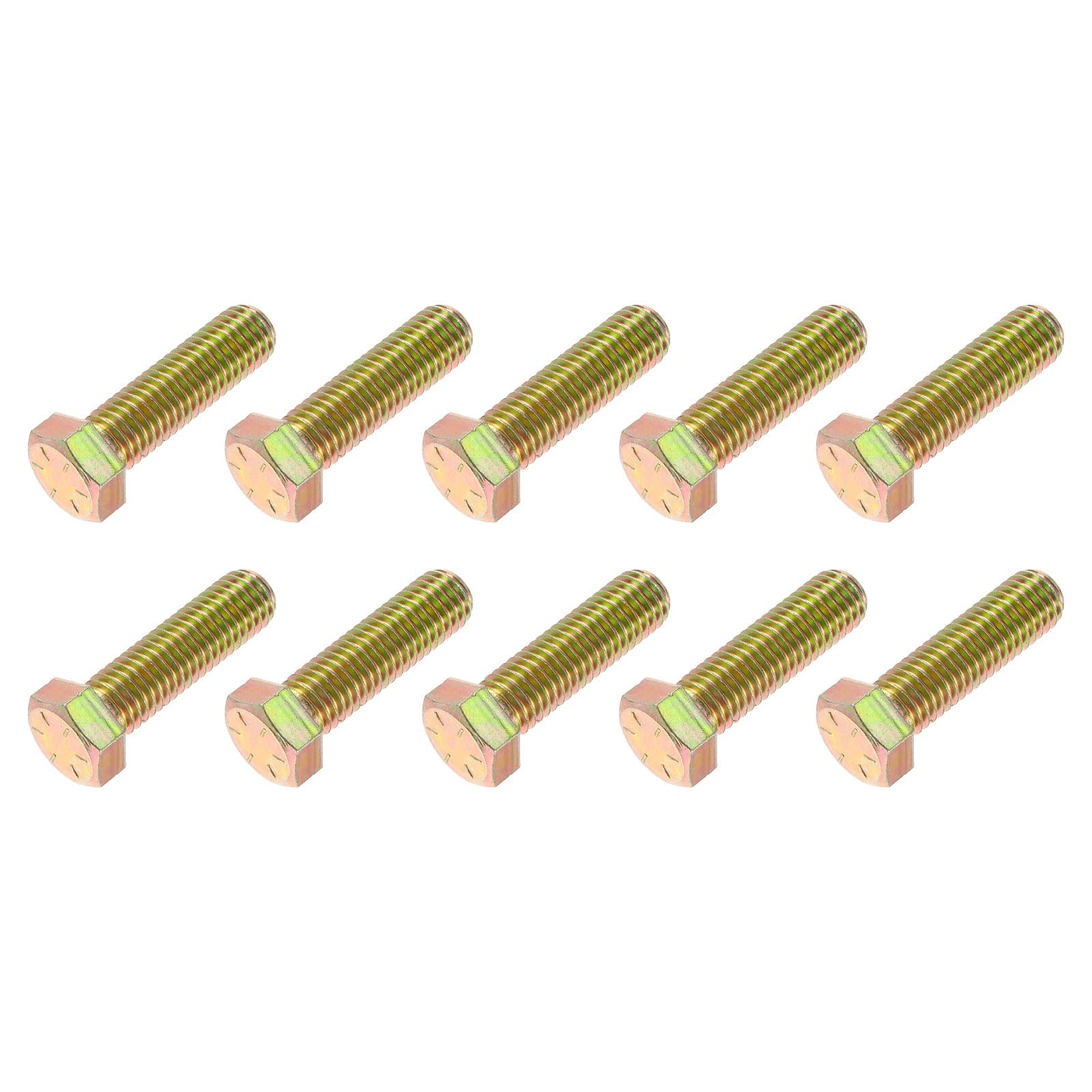METALLIXITY Hex Bolts (9/16-12 x 2") 10Pcs, 8 Grade Carbon Steel Zinc Plated, UNC Coarse Thread, External Hex Drive