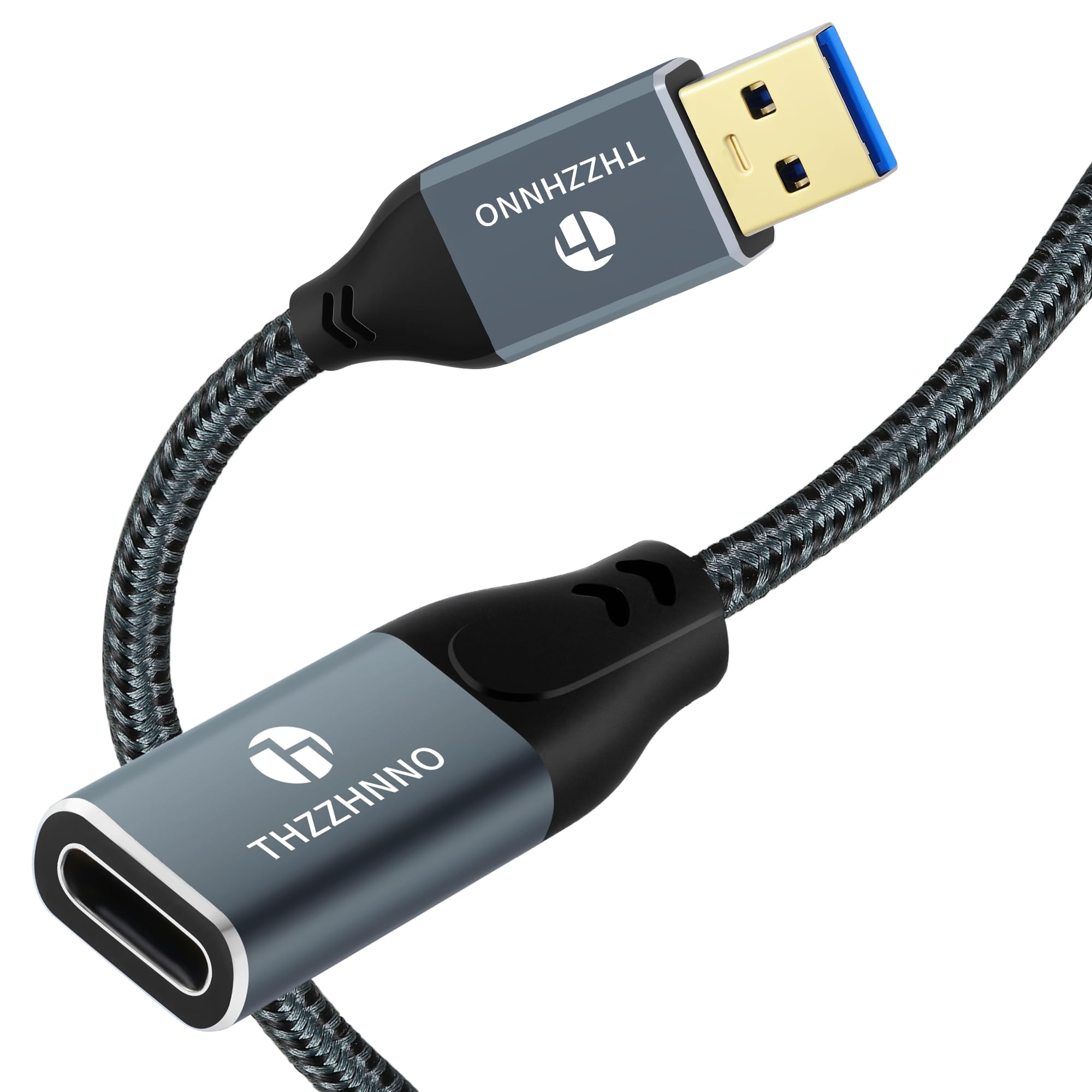 Thzzhnno USB Type-C - USB Type-A 変換アダプター延長ケーブル 1M, 10Gbps高速対応 USB Type-Cメス - USB Type-Aオス アダプター(ノートパソコン, タブレット, スマートフォンなどに対応)