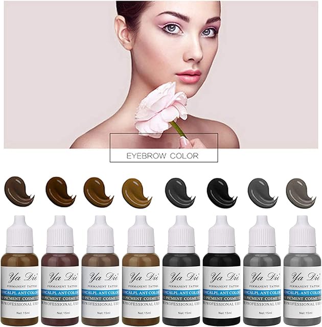 8 Bottles 1/2 oz. Profession Makeup tattoo Micro Pigment Tattoo Ink Eyebrow Eyeliner Lip Body Tattoo Art Beauty Tools Tattoo Makeup Ink Set