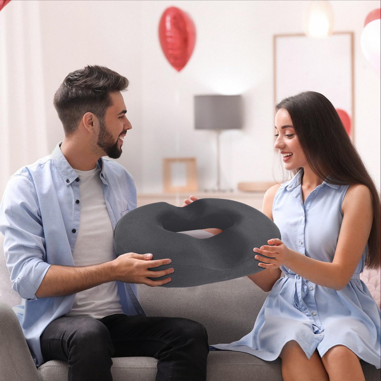 BlissTrends Cuscino per seduta a ciambella, per sedia a ciambella, per sedia postpartum, gravidanza ed emorroidi, per alleviare il dolore al coccige, cuscino in memory foam, per sedie da ufficio e da