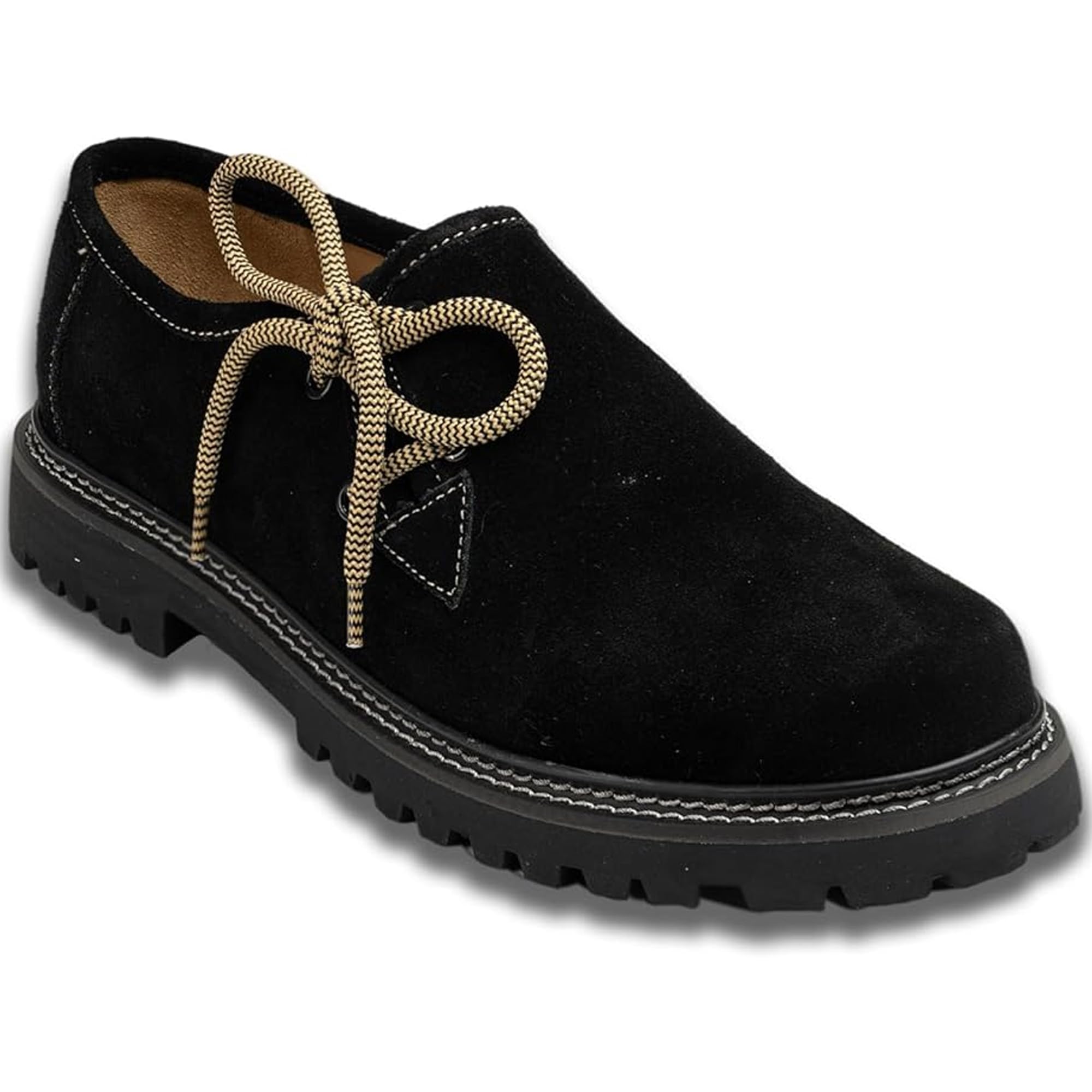 German Wear Haferlschuhe Trachtenset Herren Trachtenschuhe Trachtensocken 2 Schnürsenkel Set - Wildleder Original Handmachart 100% Leder-Futter Lederschuhe mit Melierte Socken
