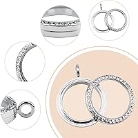 Vista 3 de WANDIC Abalorios de fotos de diamantes de imitación, colgante redondo de plata con medallón de memoria, para ramo de boda nupcial para foto