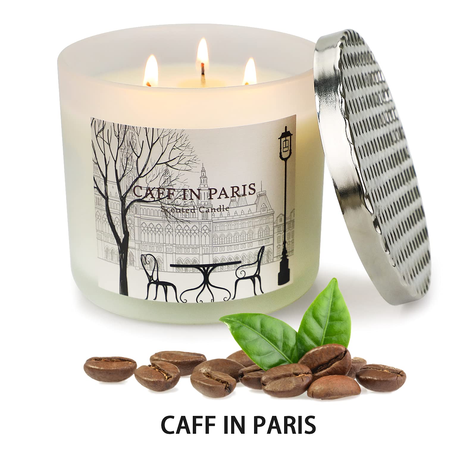 Candela Profumata 3 Stoppini Candela in Giara Grande 14 oz Cera di Soia con Oli Essenziali Caffè e Latte per Profumo per la Casa Set Regalo per Donna Fino a 75 ore Candela per Aromaterapia