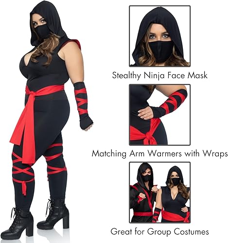 Miniatura 8 de Leg Avenue Disfraz de ninja mortal de 4 piezas para mujer Negro