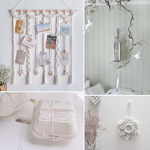 Miniatura 4 de Anvin Cordel de algodón de 984 pies de largo, cordel de yute natural, cordel para panaderos, cordel blanco, para envolver carniceros, para hornear,