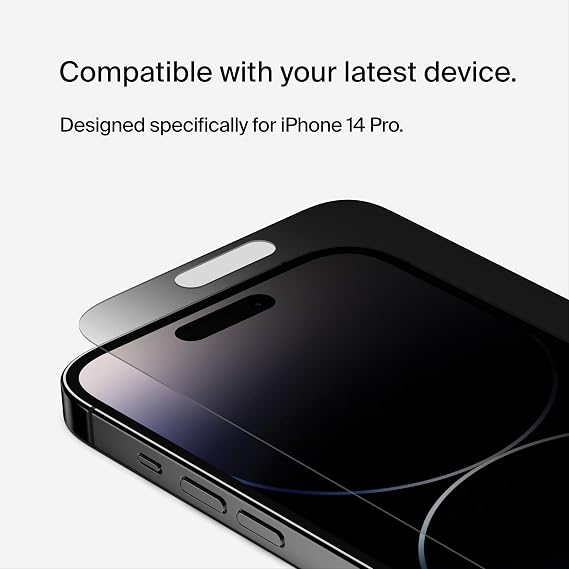 Belkin ScreenForce TemperedGlass Privacy Screen Protector for iPhone 14 Pro - Treated Surface with Anti-Fingerprint Coating and Included Easy Align Tray for Bubble Free Application