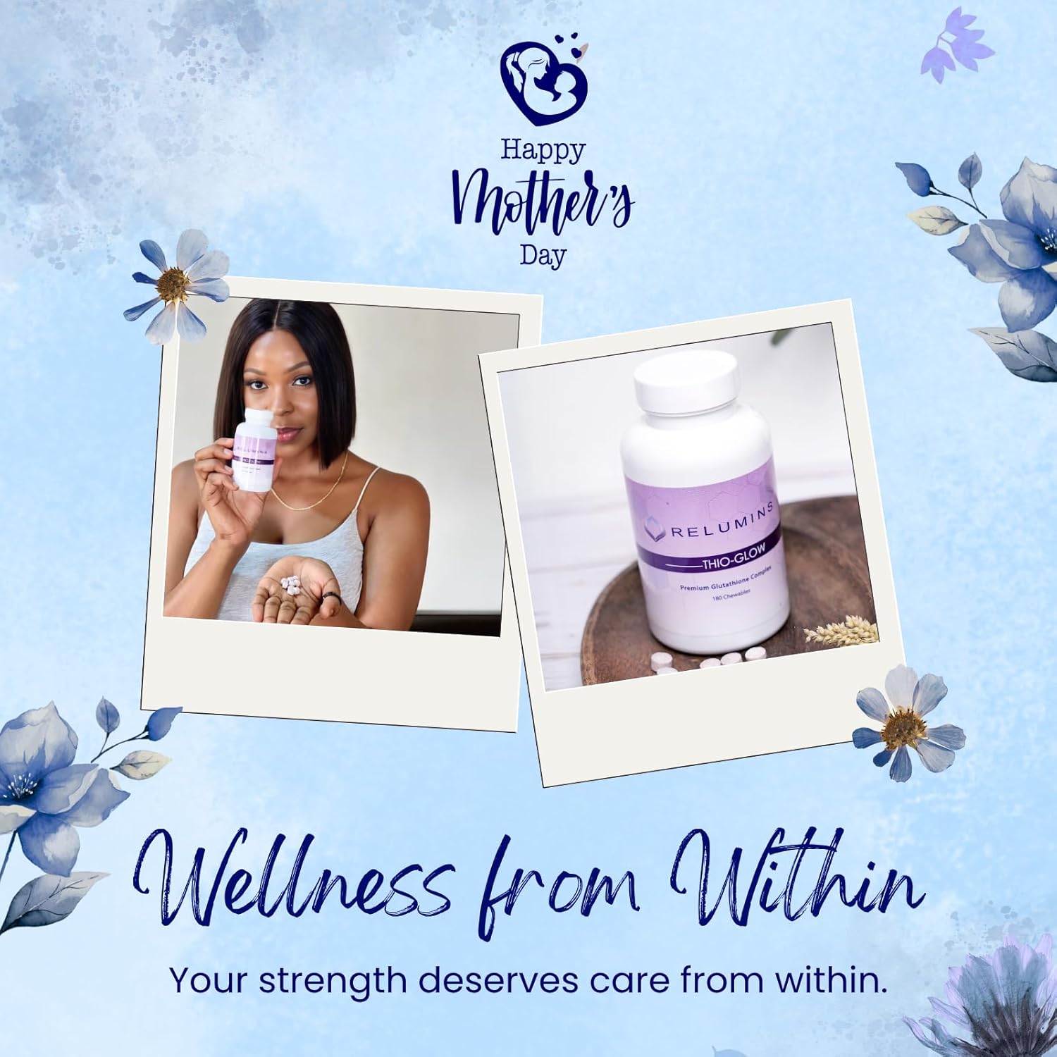 Relumins Thio-Glow Chewable Sublingual Glutathione Complex with Biotin, VIT C & E, Plus Grapeseed Polyphenols – 330mg Gluta Per Serving – 4X Effective, Ultimate Wellness Gift for Moms x 3 Bots