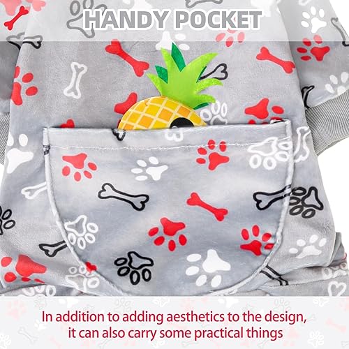 Miniatura 4 de PUPTECK Pijama de forro polar suave para perros pequeños y medianos, adorables suéteres para cachorros, ropa de pijama, abrigo ligero para gatos,