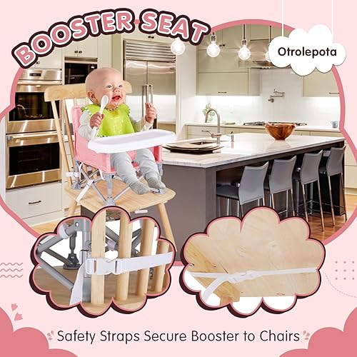 Miniatura 4 de Silla de bebé portátil, asiento elevador plegable con bandeja para mesa de comedor, silla de camping compacta para césped, playa, viajes, bebés de 6