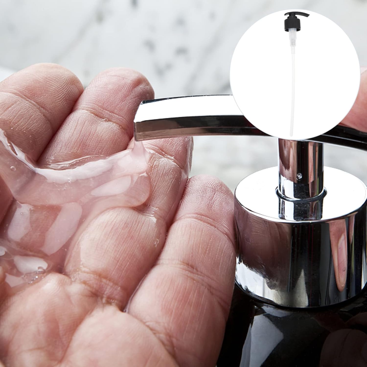 Foaming Soap Pump Replacement 4pcs Plastic Press Pump Heads for Liquid Soap Dispenser (28mm Black)