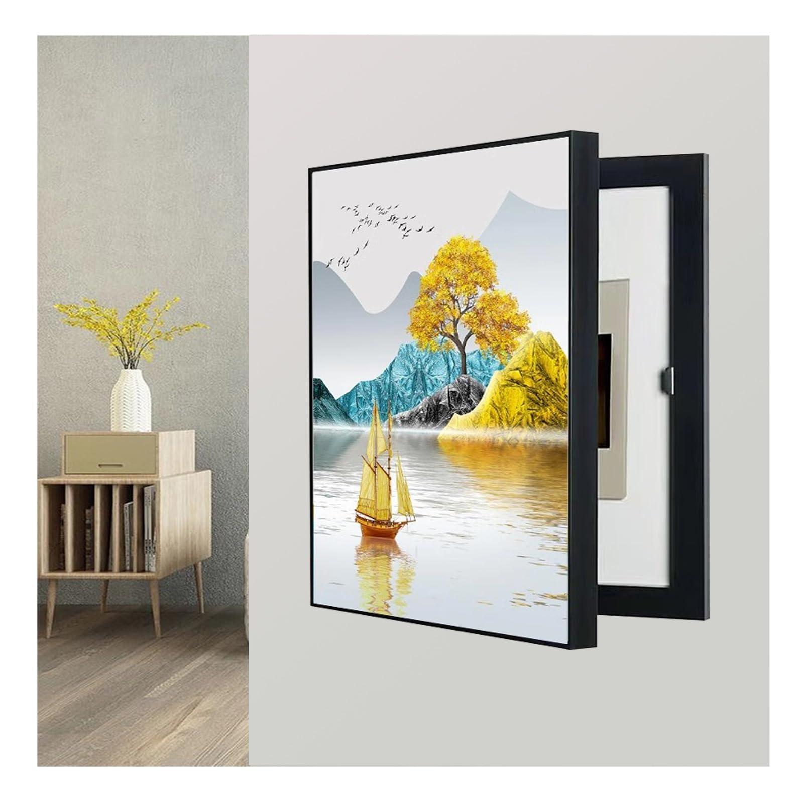 Copertura del Quadro Elettrico Decorativa, Dipinti Decorativi Che Bloccano Le Pareti, per la Decorazione Murale Hotel Fai da Te (B,45x55cm)