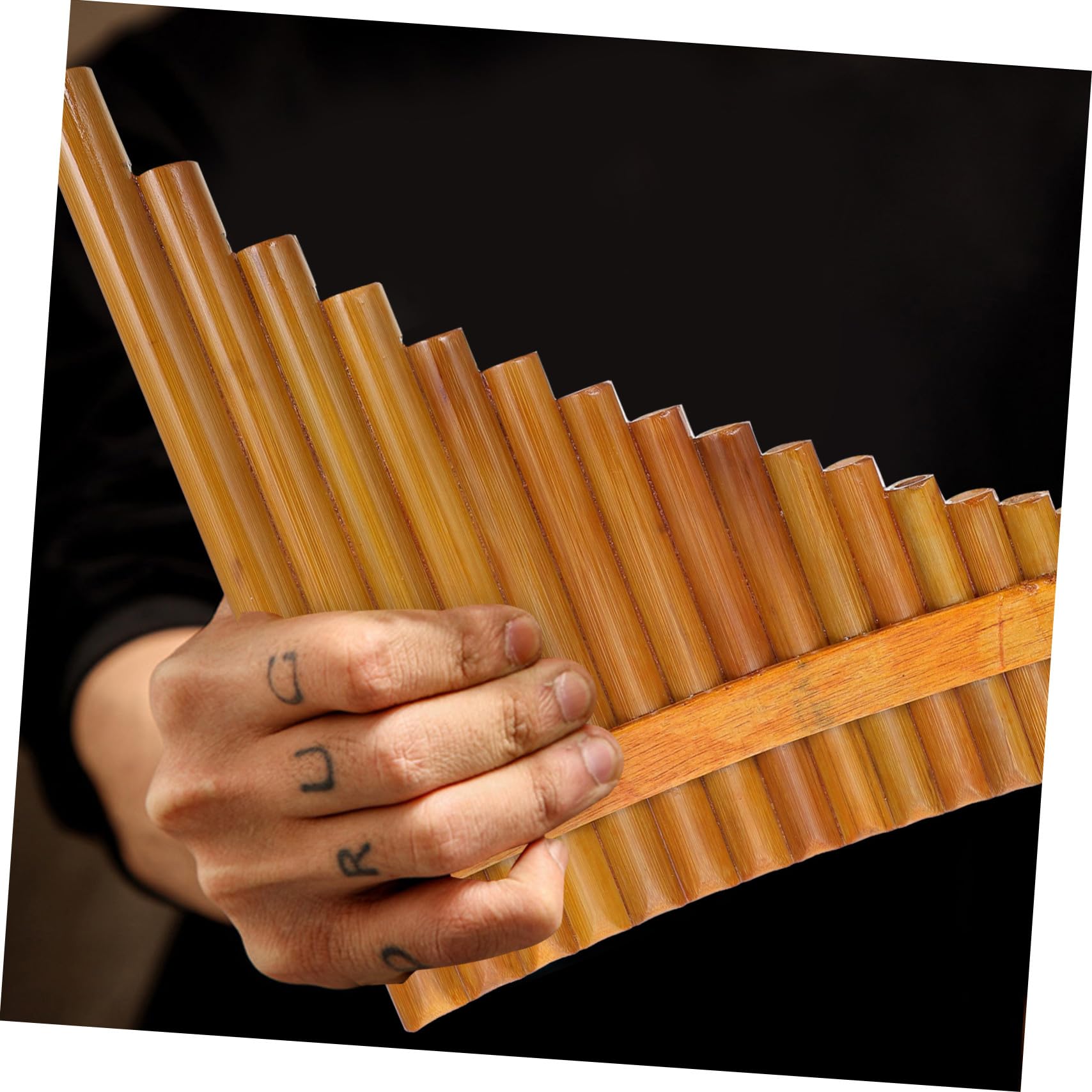 HANABASS Flauto di Pan in Bambù 15 Canne in Tonalità Sol, Design Creativo, senza Odore, per Mano Destra, Set Completo Borsa e Strumenti la Pulizia, per Educazione Musicale