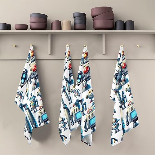 Miniatura 5 de GAIREG Cute Cartoon Robots Tea Towls, 28x18 Inch Decorative Kitchen Towels Farmhouse Style