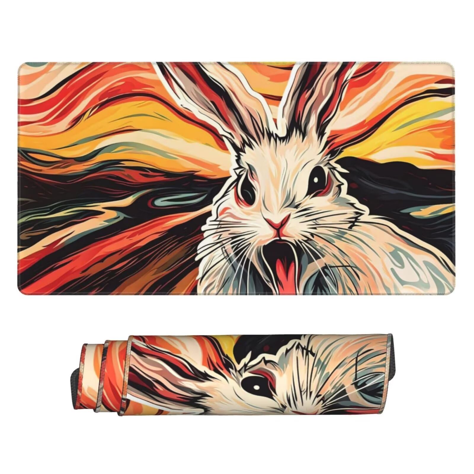 Tapis de Souris XXL 1200x600 mm, Couleur Tapis de Souris Lapin Tapis Souris XXL 120 X 60 CM, Étanche Antidérapant Sous Main Bureau à Bords Cousus,Mouse Pad avec Surface en Caoutchouc antidérapant U-83