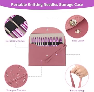 Reessy Circular Knitting Needles Set 3mm-10mm, 13 Pair of Interchangeable Circular Knitting Needles Set with Case & Accessories, Metal Knitting Needle UK for Smooth Knit & Versatile Projects-Purple