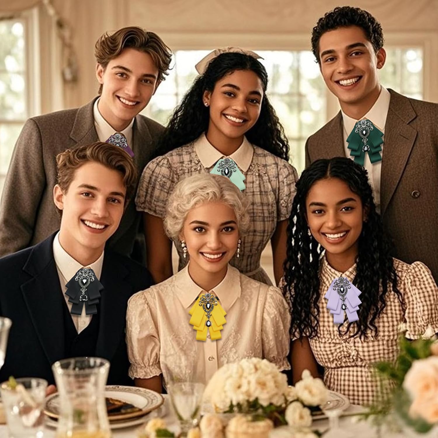 Mens Bow Tie Pre Tied Satin Ribbon Rhinestone Bowtie for Women and Men - Image 6