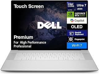 Premium 16 (Previously XPS 16) High Performance Laptop, 16.3" 4K OLED Touchscreen 15th Gen (Intel Ultra 7-255H, 32GB LPDDR5X, 1TB M.2 SSD, GeForce RTX 5050, Fingerprint, Backlit KB, Win 11 Pro)