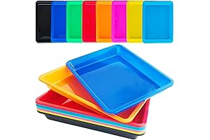 10 Pack Colorful Plastic Sensory Trays with Lids for Kids' Art and Crafts Activities