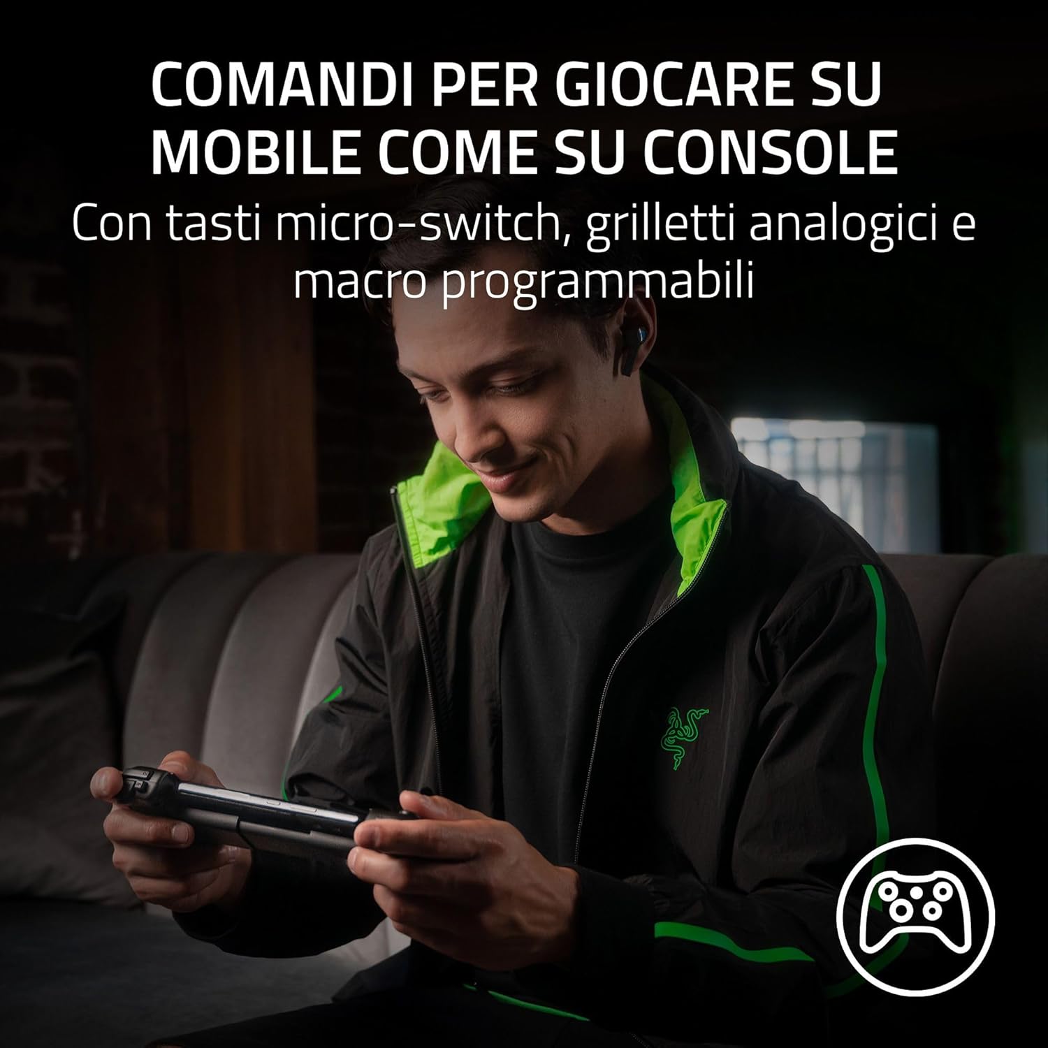 Razer Kishi V2 - Controller di gioco mobile USB-C per iPhone e Android (pulsanti d'azione mecha-tattili, D-Pad, stick analogici, jack audio da 3,5 mm, bassa latenza, RGB) Nero Kishi V2 USB-C - Immagine 2