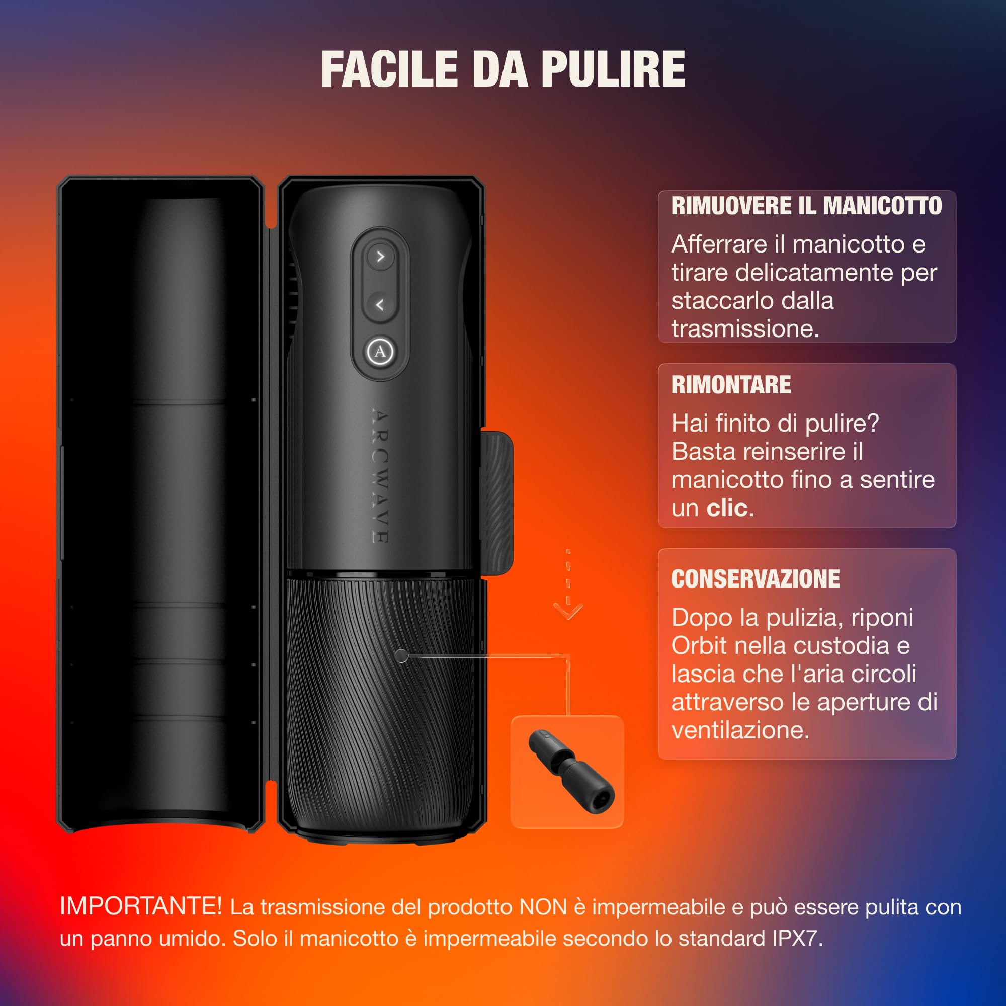 Arcwave Orbit Masturbatore Rotante per Uomo | Rotazione a 360 Gradi | Pocket Pussy Maschile | Stroker per Pene con Controllo tramite App | Sleeve Morbida in Silicone | Sex Toy Ricaricabile | Custodia