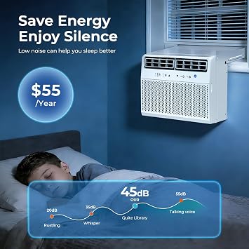 10,000 BTU U-Shaped Window Air Conditioner, Window AC Unit Cools Up to 450 Sq. Ft for Bedroom/Small Room, Saddle AC Unit with Full Window View, Quiet & Energy Saving, Installation Kit Included