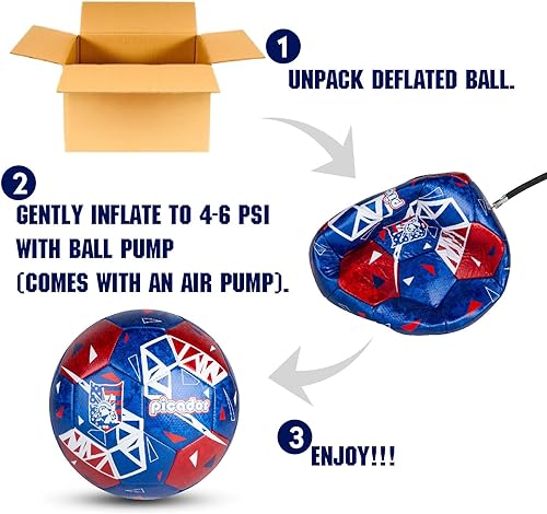 Miniatura 7 de PP PICADOR Balones de fútbol tamaño 4, pelota de fútbol de cuero láser para entrenamiento deportivo y juego de partidos, juego de bolas de fútbol