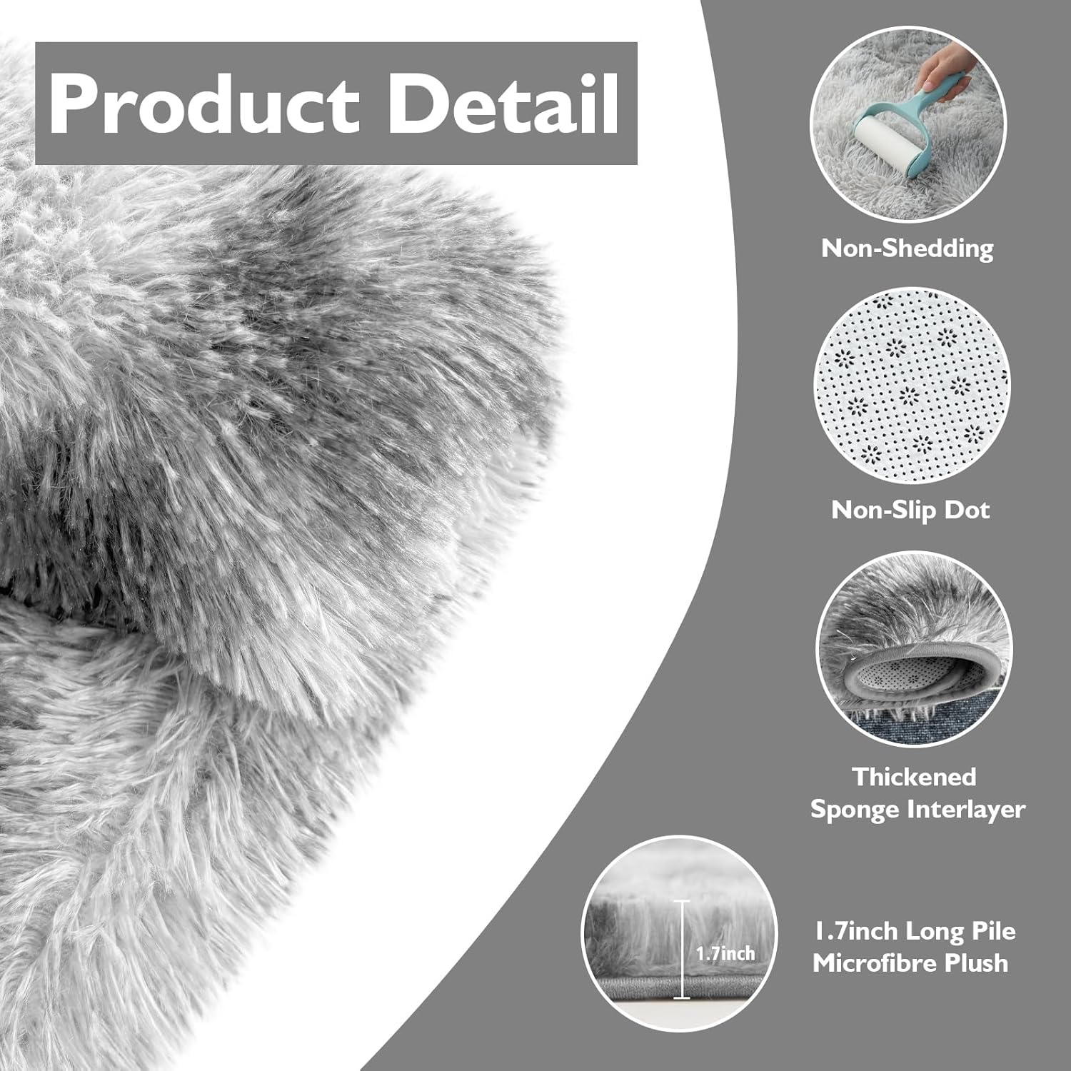 8x10 Fluffy Area Rugs for Living Room,Shag Area Rug for Bedroom,Soft Fuzzy Rug Non-Shedding Indoor Plush Carpet for Kids Bedroom Nursery Home Decor,Tie-Dyed Grey