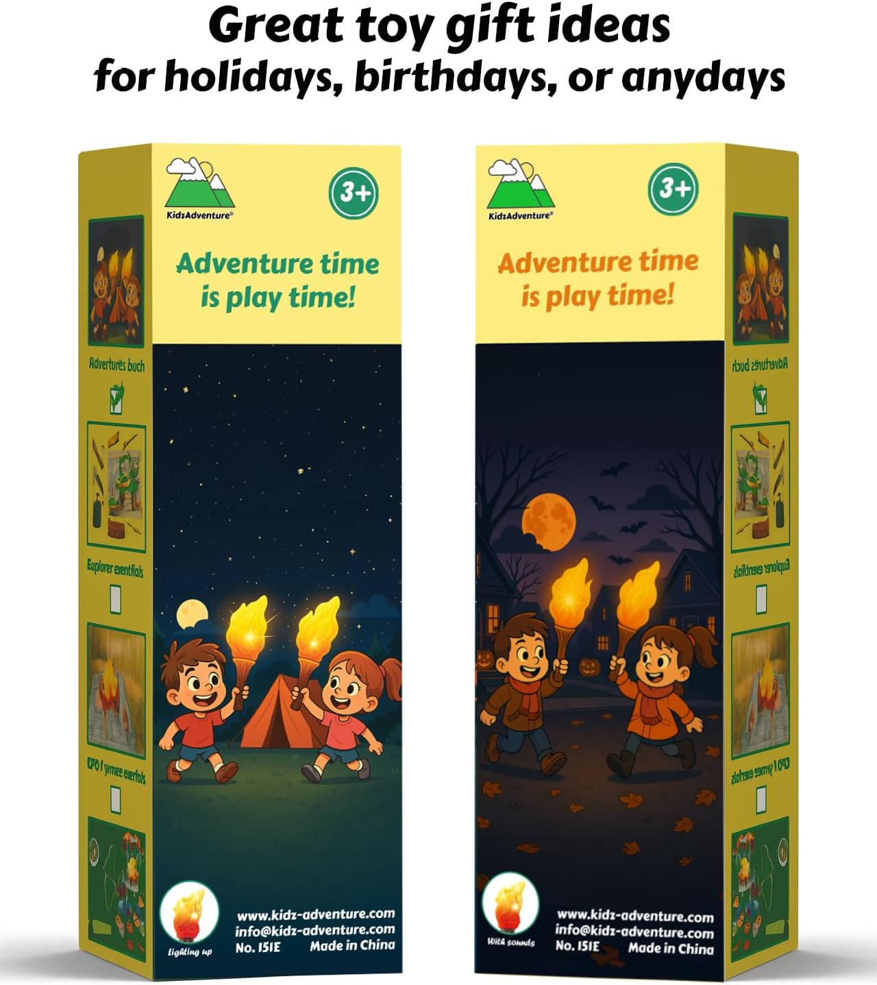 Kids Camping Toys - 2 Light Modes Kids Lantern Torch with Glowing Lights and Natural Sound Effects; Indoor/Outdoor Flashlights for Toddlers - Great Halloween, Holiday and Birthday Gift Ideas