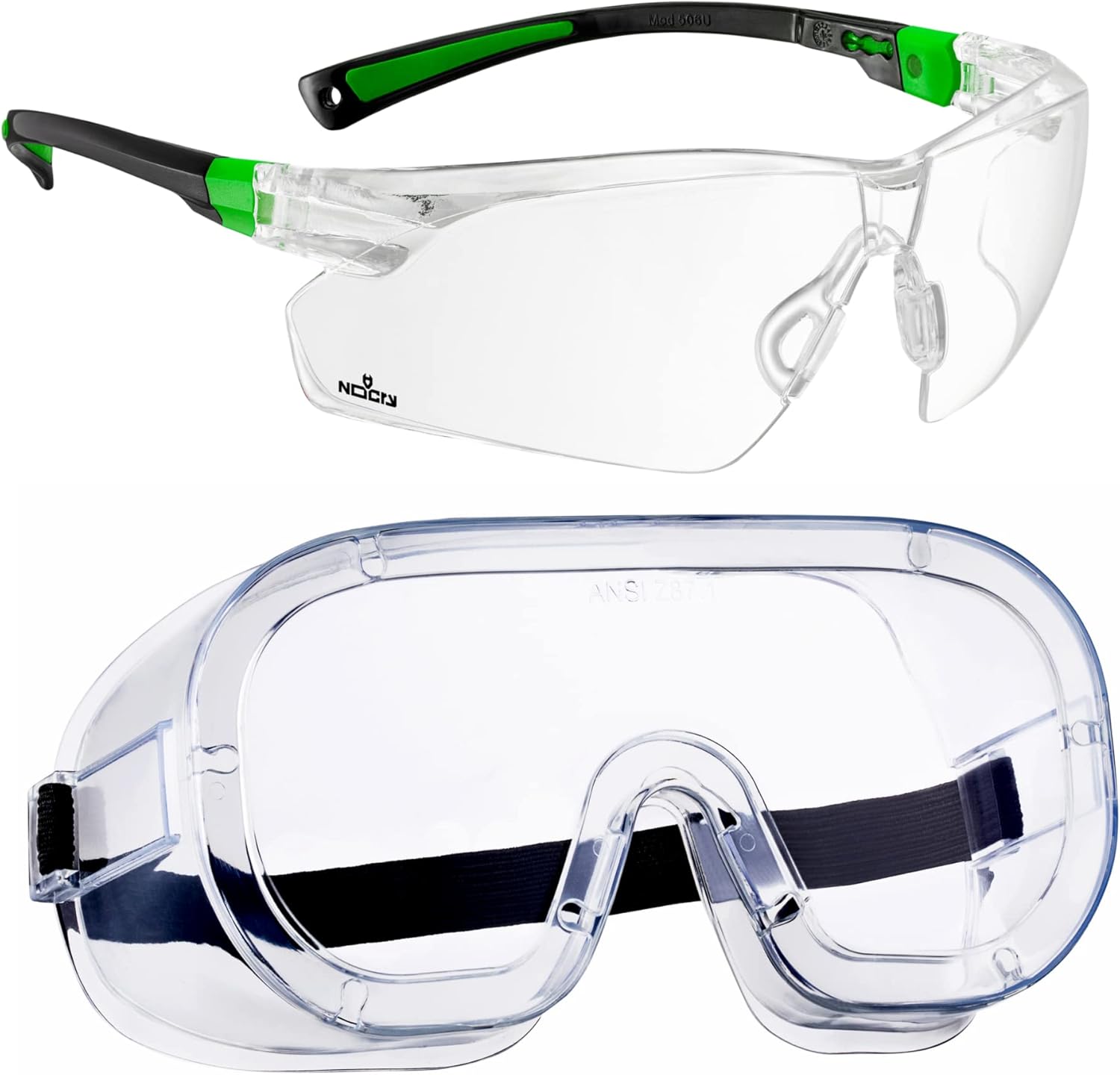 NoCry Safety Glasses with Clear Anti Fog Scratch Resistant, UV Protection & Non-Vented Protective Goggles, Clear Scratch-Resistant Lenses, Adjustable Strap, ANSI Z87.1 Rating